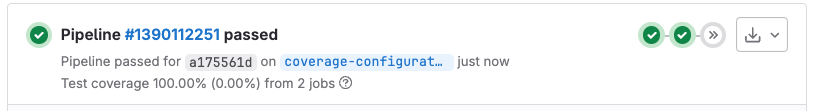 Merge request widget showing code coverage percentage