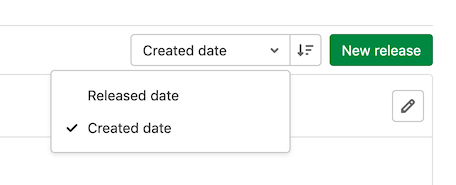 Sort releases dropdown list options